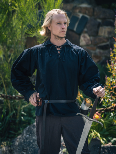 Trollfelsen Mittelalter Gewandung Hemd Edward Schwarz